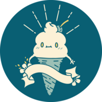 ícone do personagem de sorvete estilo tatuagem png