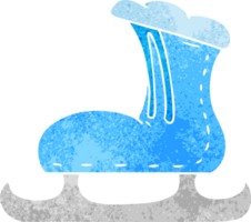 garabato de dibujos animados retro de una bota de patinaje sobre hielo png