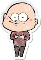 distressed sticker of a cartoon bald man staring png