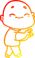 warm gradient line drawing cartoon happy bald man png