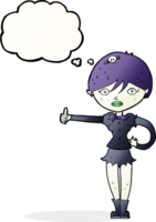 cartoon vampire girl giving thumbs up symbol with thought bubble png