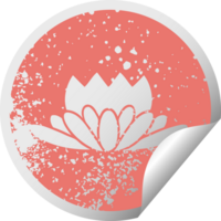 distressed circular peeling sticker symbol flower png