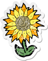retro nödställd klistermärke av en tecknad blomma png