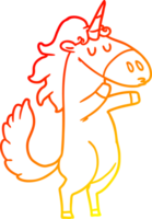 unicórnio de desenho de desenho de linha de gradiente quente png