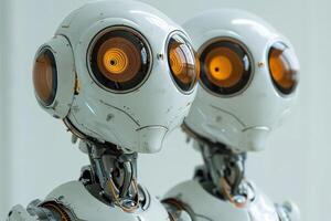 AI generated A futuristic romantic couple, a man and a woman are robots photo