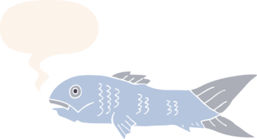 cartoon fish and speech bubble in retro style png