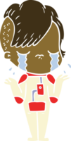 flat color style cartoon crying girl wearing space clothes png