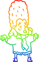 rainbow gradient line drawing cartoon man in wig png