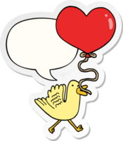 cartoon bird and heart balloon and speech bubble sticker png