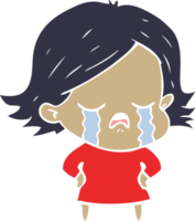 flat color style cartoon girl crying png