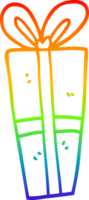 desenho de linha gradiente arco-íris desenho animado presente de natal png