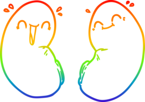 rainbow gradient line drawing cartoon happy kidneys png