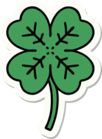 tattoo style sticker of a 4 leaf clover png