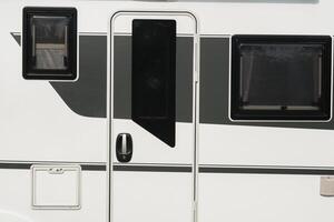 Close-up of a window in a motorhome, rest in a van photo