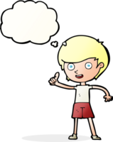 cartoon boy giving thumbs up symbol with thought bubble png