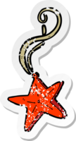 pegatina retro angustiada de un collar de estrellas mágicas de dibujos animados png