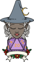 elf mage character with natural twenty dice roll illustration png