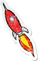 retro distressed sticker of a cartoon spaceship png