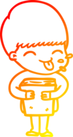 warm gradient line drawing cartoon boy png