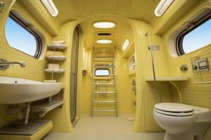 AI generated Bathroom interior in a motorhome with toilet and sink photo