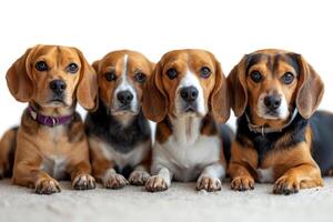 ai generado retrato de un beagle perro en un blanco antecedentes foto