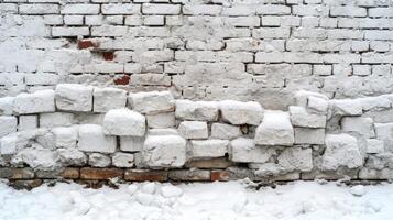 AI generated The background of an old vintage white brick wall. texture photo