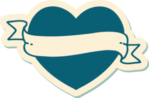 tattoo style sticker of a heart and banner png