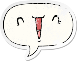 cute cartoon face and speech bubble distressed sticker png