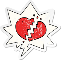 cartoon broken heart and speech bubble distressed sticker png