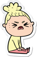 sticker of a cartoon angry woman png