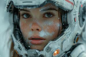 AI generated Portrait of a female astronaut. The concept of space flights photo