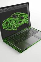 AI generated The layout of a modern sports car on the laptop screen of an automotive designer photo