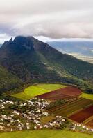 View from the height of the sown fields located on the island of Mauritius photo