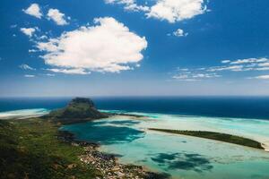 Aerial view of Le Morne Brabant mountain which is in the World Heritage list of the UNESCO photo