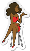 sticker of a cartoon woman sitting on bar stool png