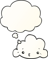 cute cartoon cloud and thought bubble in smooth gradient style png