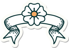 tattoo style sticker with banner of a flower png