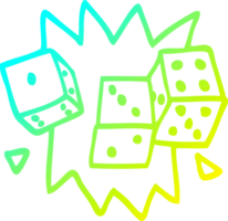 cold gradient line drawing cartoon rolling dice png