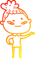warm gradient line drawing of a cartoon woman png