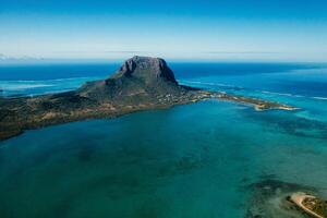 Aerial view of Le Morne Brabant mountain which is in the World Heritage list of the UNESCO photo