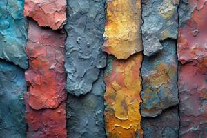 AI generated Colored background with brick texture. Abstract texture on an old worn brick wall photo