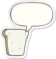 cartoon slice of bread and speech bubble sticker png