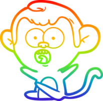 rainbow gradient line drawing cartoon shocked monkey png