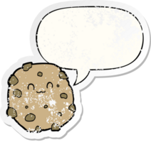 cartoon biscuit and speech bubble distressed sticker png