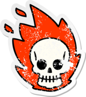 distressed sticker of a quirky hand drawn cartoon skull png