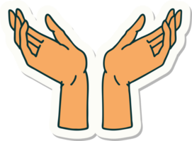 tattoo style sticker of open hands png