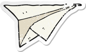 distressed sticker of a cartoon paper airplane png