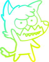 desenho de linha de gradiente frio desenho animado raposa sorridente png