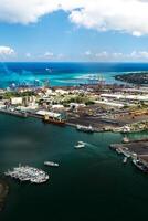 Aerial view of the port on the waterfront of PORT LOUIS, Mauritius, Africa photo