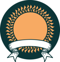 icon with banner of a sun png